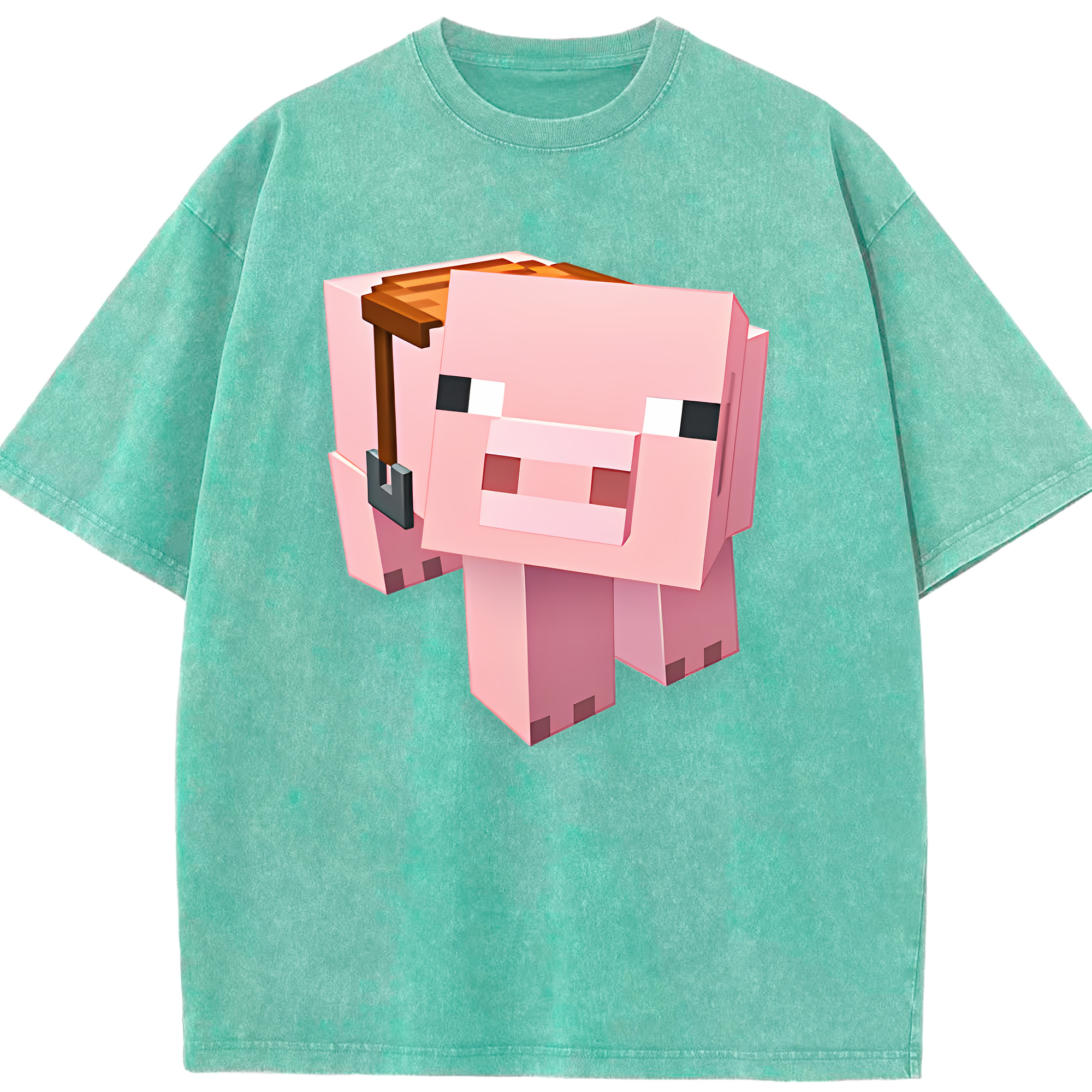 （画像用） マインクラフト ブロックの世界 Minecraft MC Block world 綿100% ヴィンテージ風 半袖Tシャツ（フロントプリント）